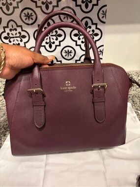 kate spade plum satchel with gold hardware